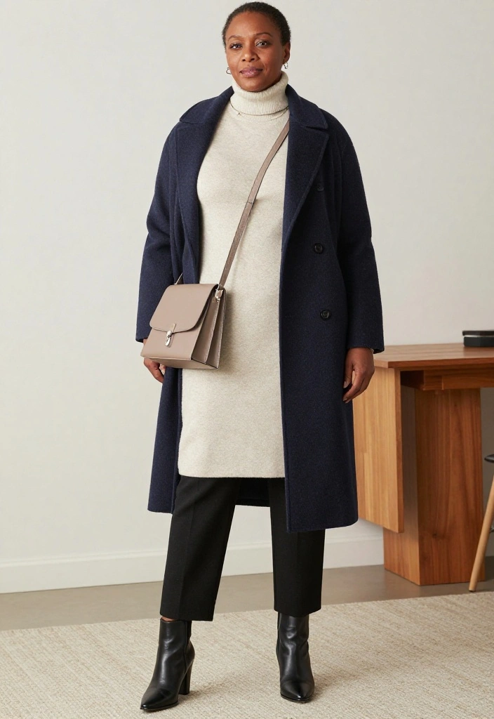 18 Minimalist Winter Outfits That Prove Simple Layers Can Look Seriously Chic - 17. A Shirt Dress over Trousers for Extra Warmth 1