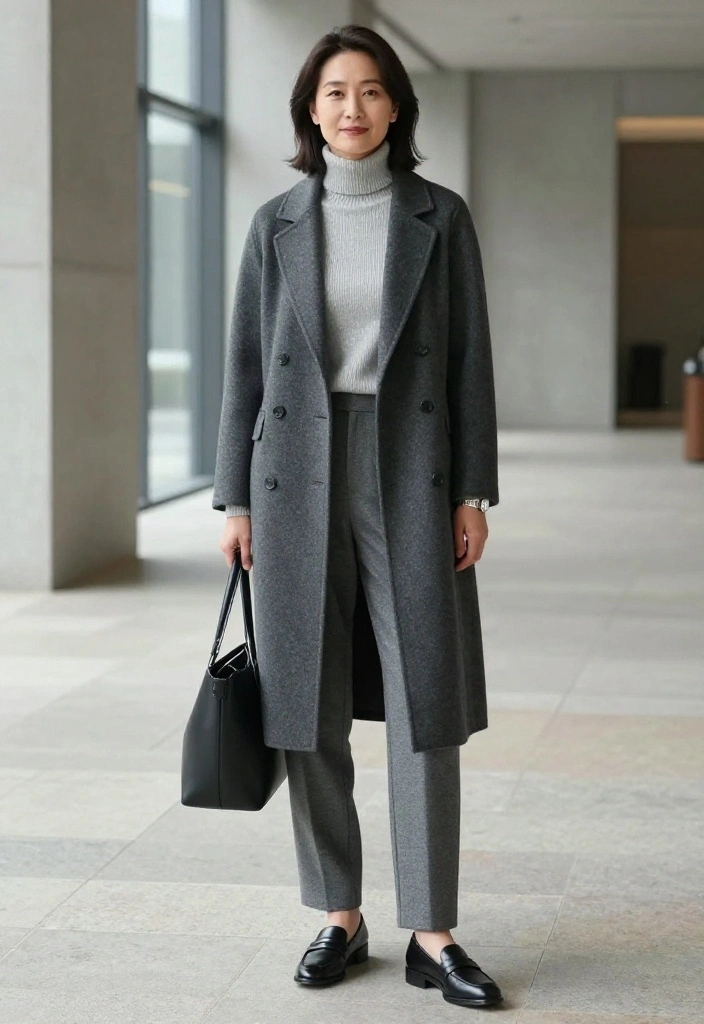 18 Minimalist Winter Outfits That Prove Simple Layers Can Look Seriously Chic - 2. Tonal Gray Tailoring for a Sleek City Look 1
