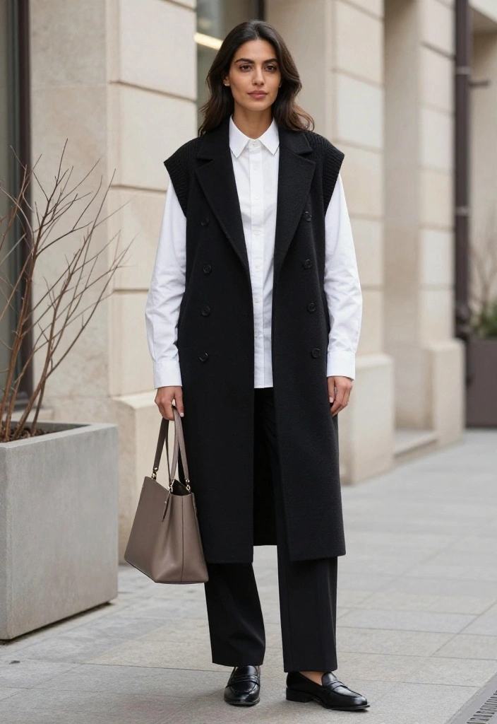 18 Minimalist Winter Outfits That Prove Simple Layers Can Look Seriously Chic - 4. The White Shirt Beneath a Black Wool Coat 1
