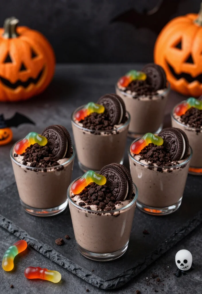 18 Spooky Halloween Cocktails That Will Bewitch Your Guests (You Won't Believe #10!) - 12. Graveyard Dirt Pudding Shots 1