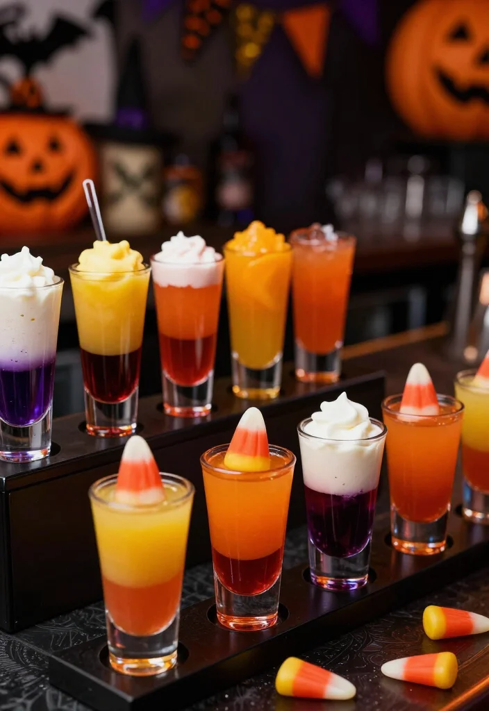 18 Spooky Halloween Cocktails That Will Bewitch Your Guests (You Won't Believe #10!) - 5. Candy Corn Shooter 1