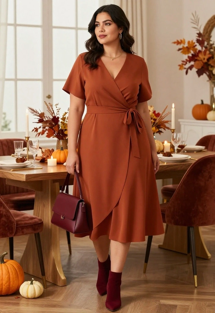 19 Dressy Thanksgiving Outfits That’ll Have Everyone Asking Where You Shop - 5. The Wrap Dress That Flatters Every Dinner Plan 1