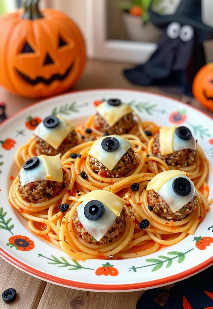 19 Easy and Delicious Halloween Snacks That Will Haunt Your Taste Buds (Don't Miss #8!) - 11. Eyeball Pasta 1
