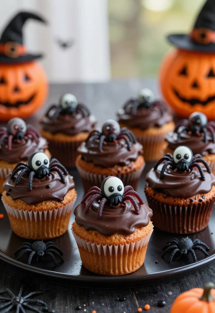 19 Easy and Delicious Halloween Snacks That Will Haunt Your Taste Buds (Don't Miss #8!) - 6. Creepy Crawly Cupcakes 1