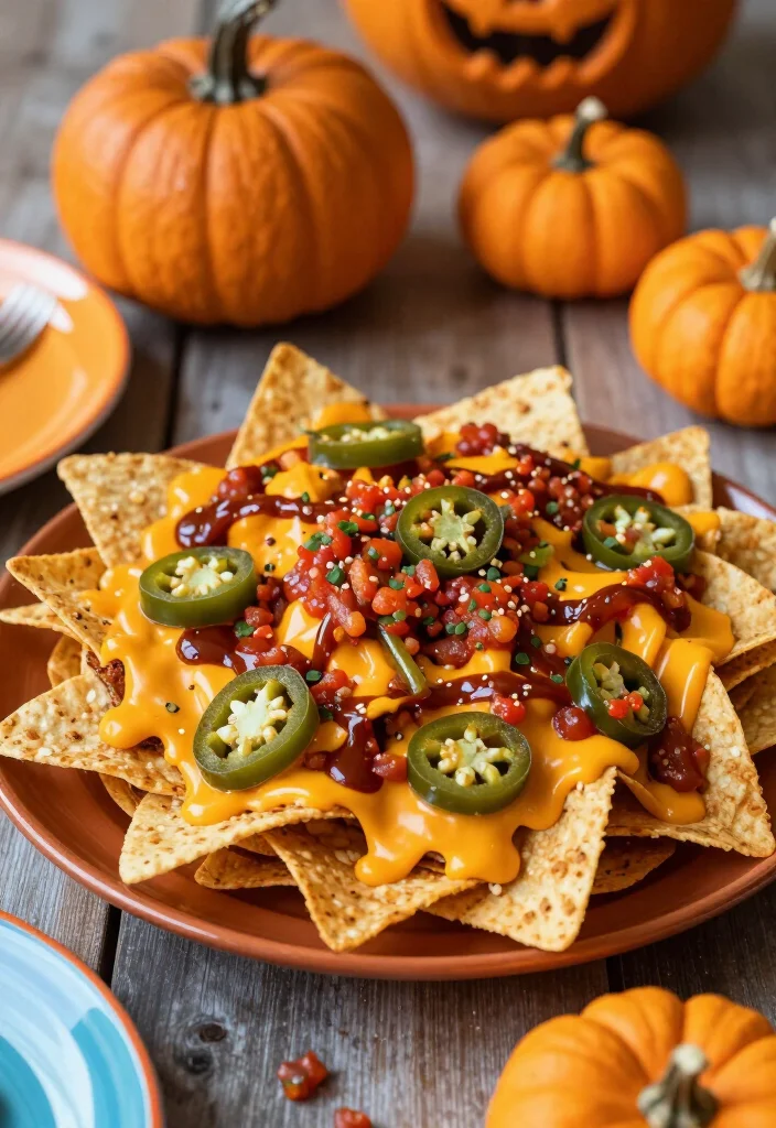 19 Easy and Delicious Halloween Snacks That Will Haunt Your Taste Buds (Don't Miss #8!) - 8. Pumpkin Patch Nachos 1