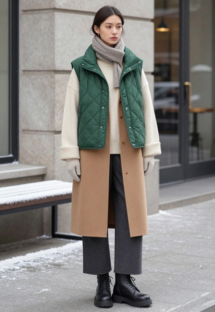19 Winter Layering Ideas That Make Even the Coldest Days Look Fashion-Forward - 3. Add a Quilted Vest Beneath a Wool Coat 1