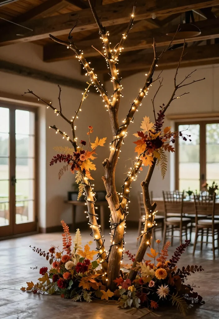 20 Cozy Fall Wedding Decoration Ideas to Create the Perfect Atmosphere! - 13. Tree Branch Details 1