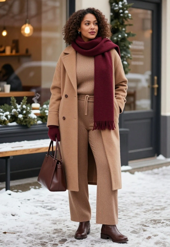 20 Cozy Winter Outfits So Stylish, You’ll Never Want to Leave Your Sweater Weather Era - 13. A Curvy-Friendly Belted Coat and Soft Knit Set 1