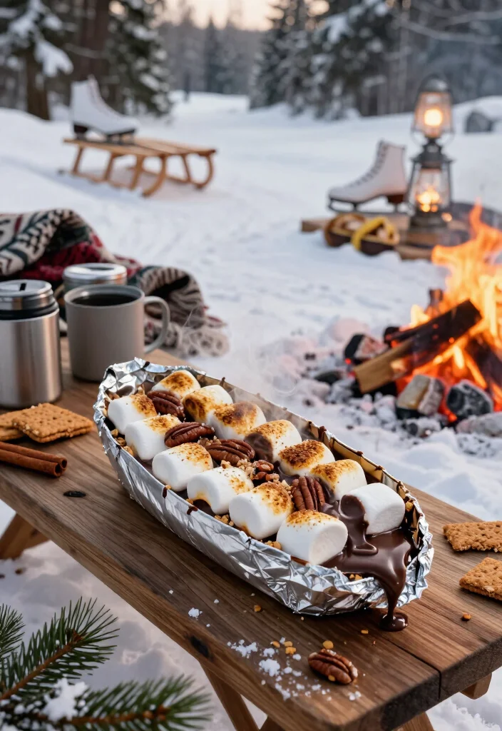 20 Outdoor Winter Date Ideas for Couples Who Want Adventure, Snow, and Unforgettable Memories - 20. End With a Snowy Campfire Dessert Date 1