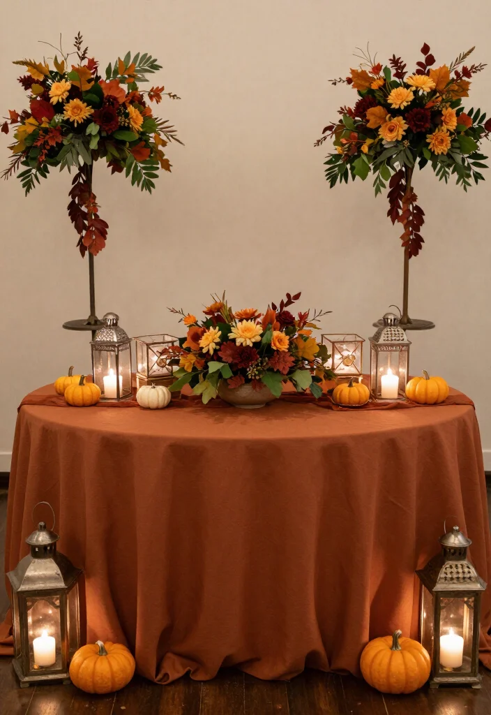 25 Creative Fall Wedding DIY Projects That'll Save You Money (And Impress!) - 21. Autumn-Themed Sweetheart Table 1