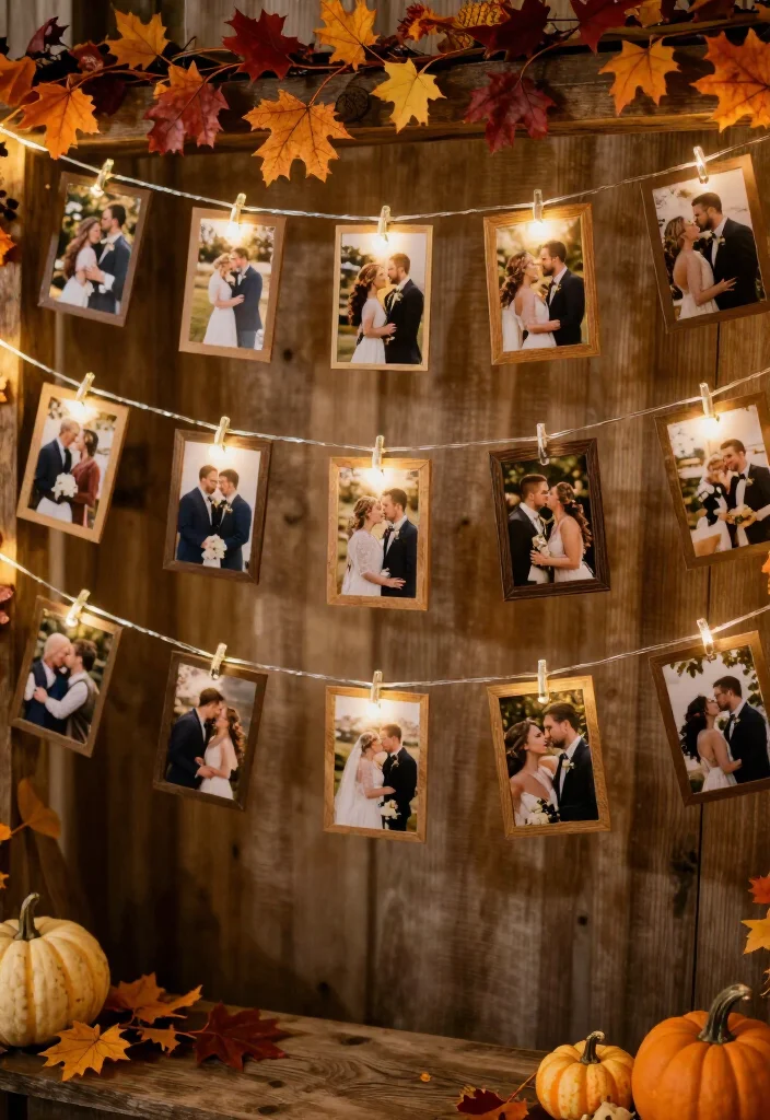 25 Creative Fall Wedding DIY Projects That'll Save You Money (And Impress!) - 23. Seasonal Photo Displays 1