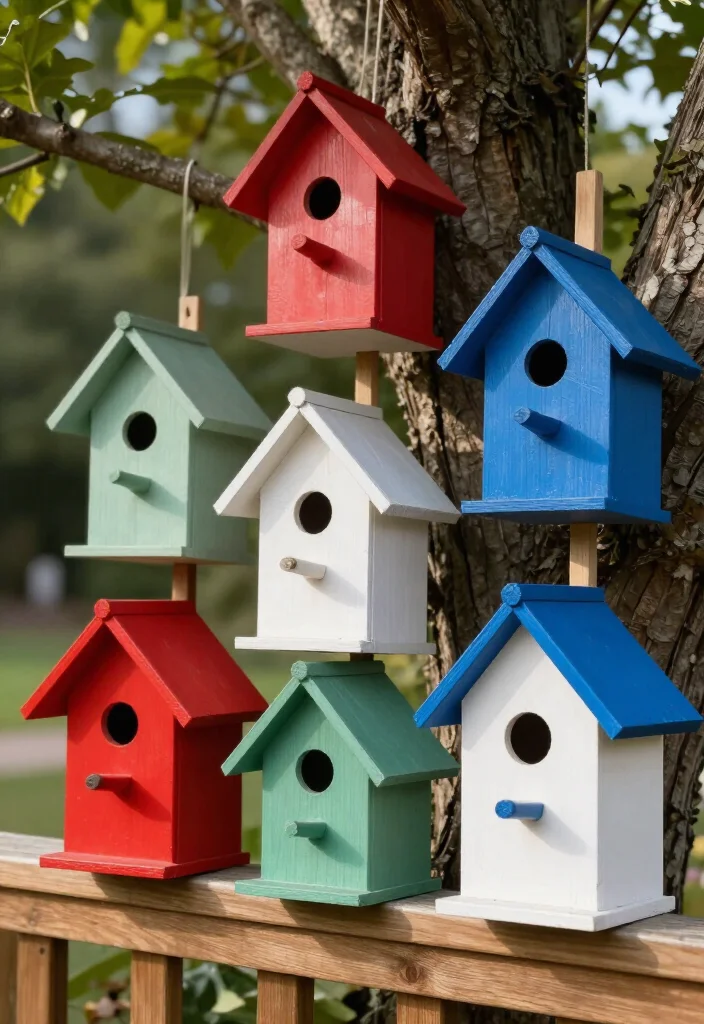 25 DIY Labor Day Porch Decor Projects That Will Impress Everyone! - 20. Decorative Birdhouses 1