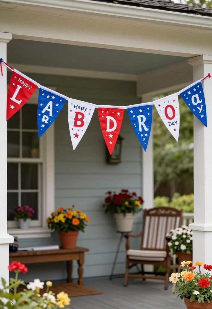 25 DIY Labor Day Porch Decor Projects That Will Impress Everyone! - 4. Festive Banners 1