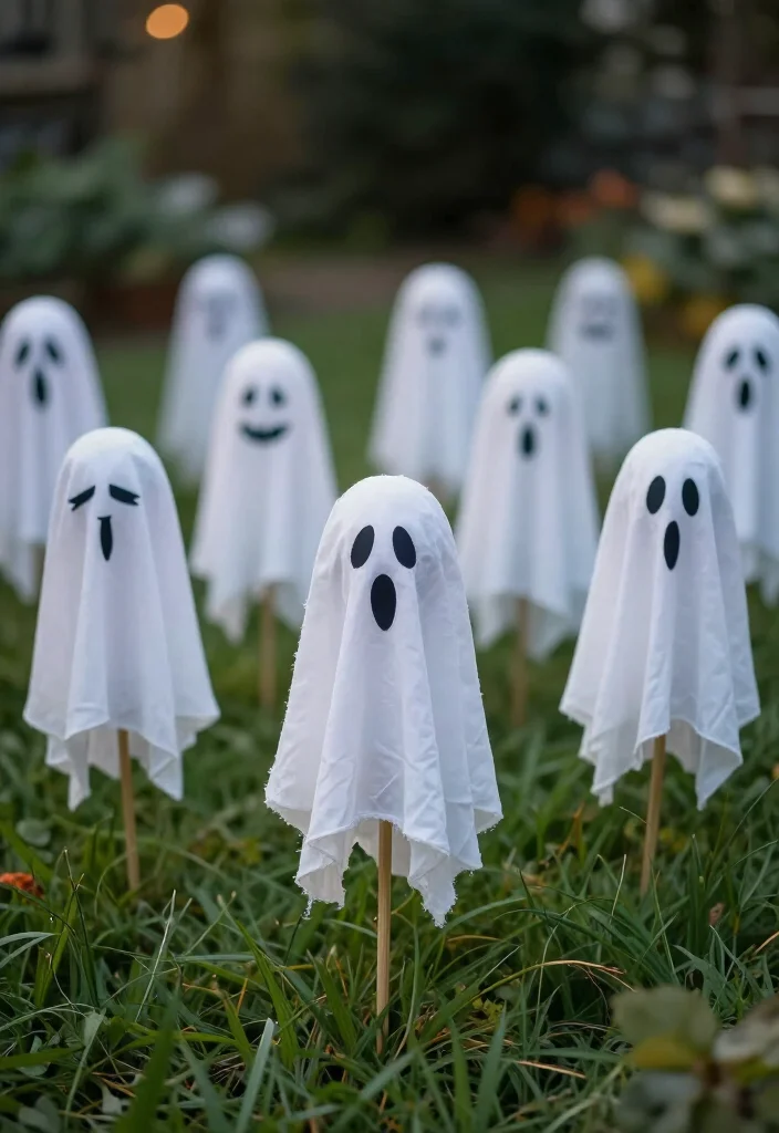 25 Spooktacular Halloween Decorations You Can DIY This Weekend (Beware of #16!) - 14. Ghostly Garden Stakes 1