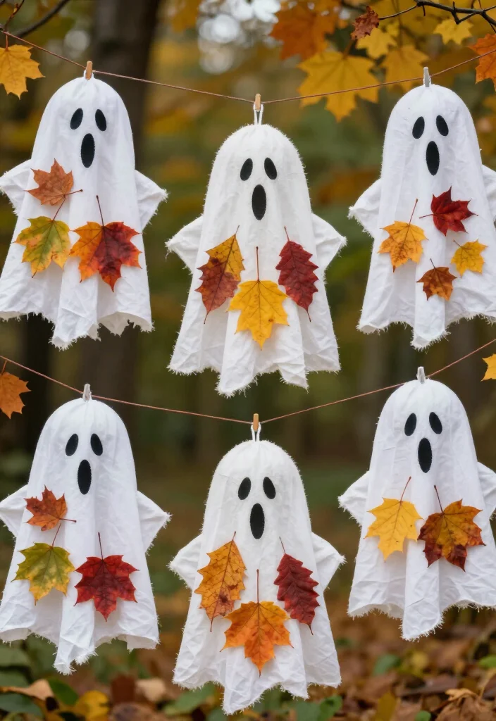 25 Spooktacular Halloween Decorations You Can DIY This Weekend (Beware of #16!) - 19. Fall Leaf Ghosts 1