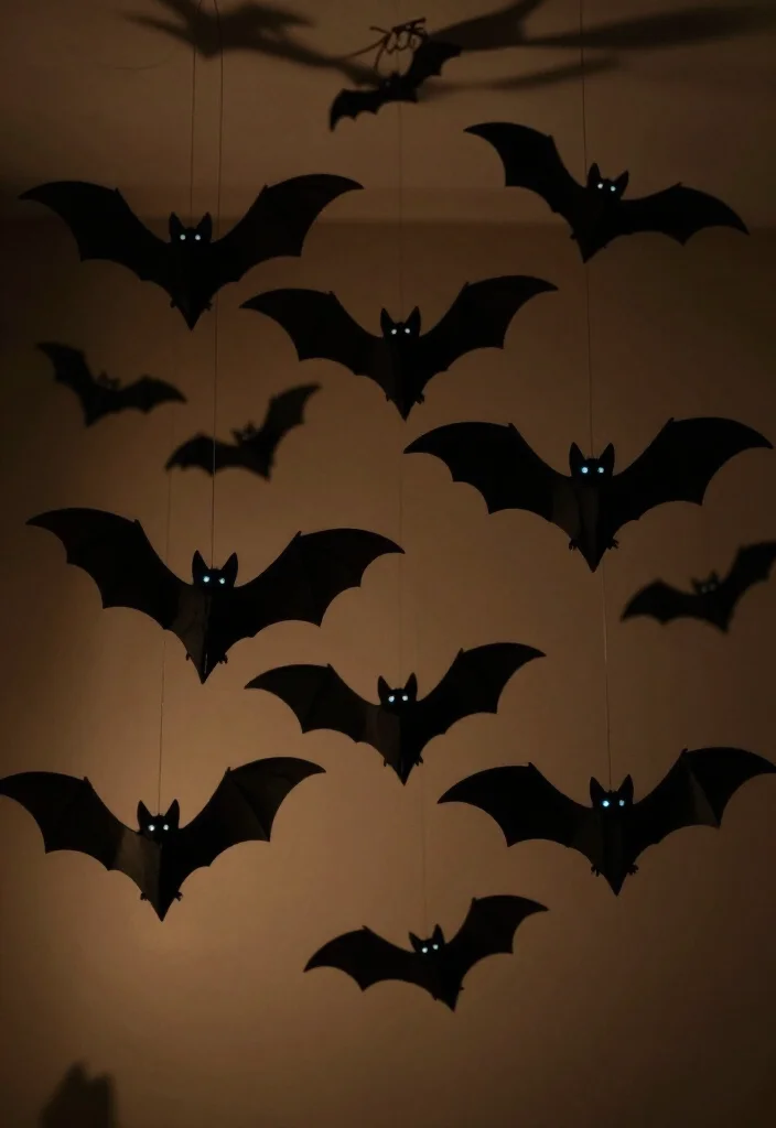 25 Spooktacular Halloween Decorations You Can DIY This Weekend (Beware of #16!) - 2. Creepy Hanging Bats 1
