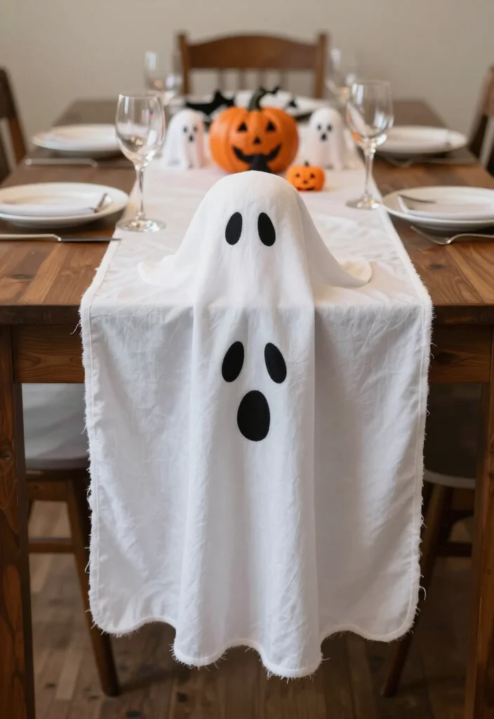 25 Spooktacular Halloween Decorations You Can DIY This Weekend (Beware of #16!) - 23. Ghostly Table Runner 1